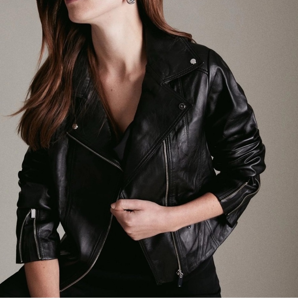 Karen Millen Black Moto Jacket- 100% Lamb Leather